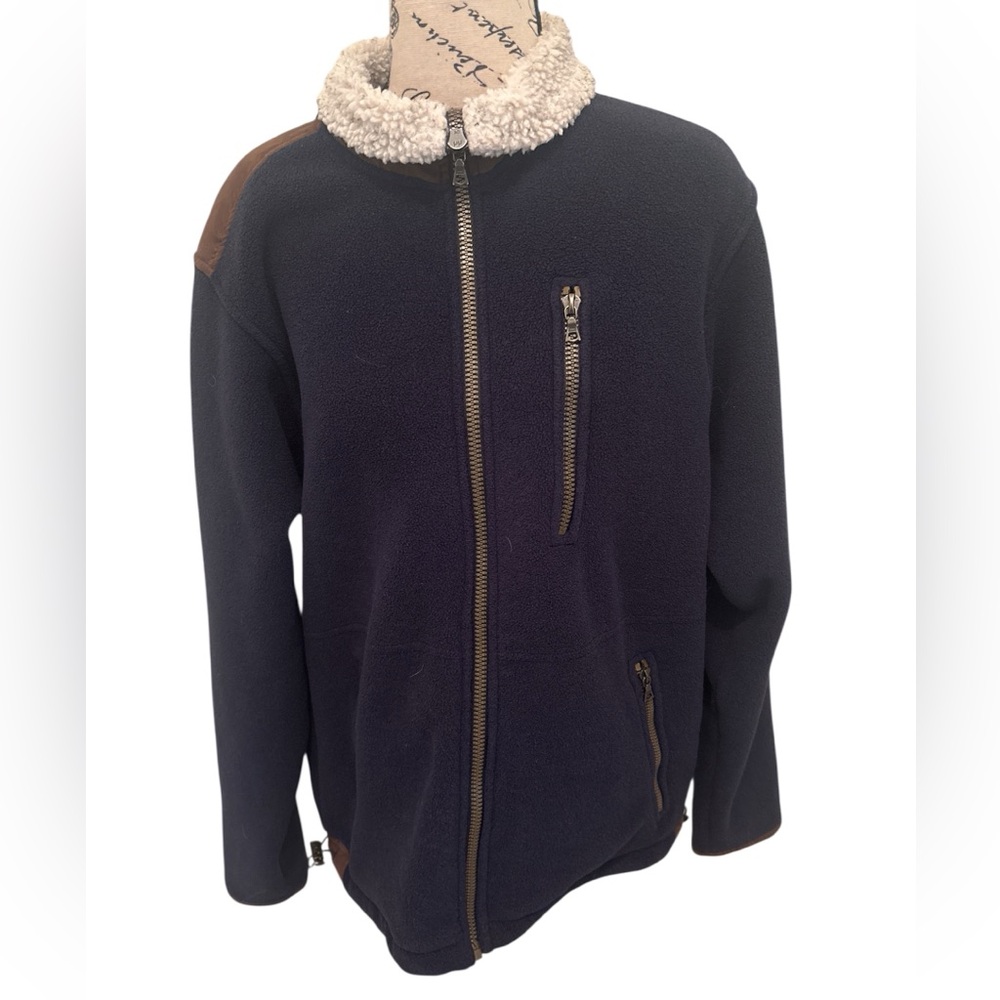Orvis Men's Navy Zip-Up Sweater with Sherpa Collar